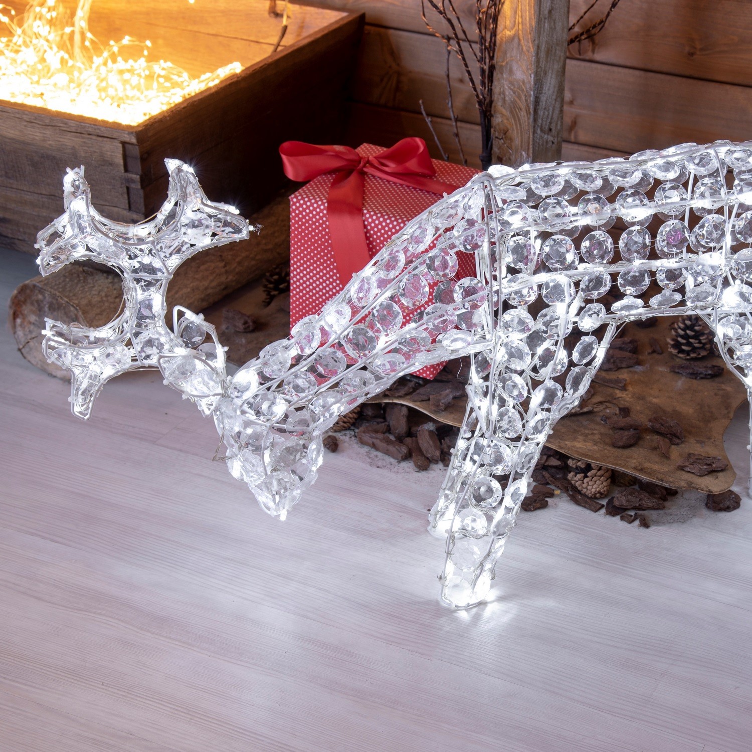 Renne de Noël avec lumière fixe avec cristaux led décoration pour